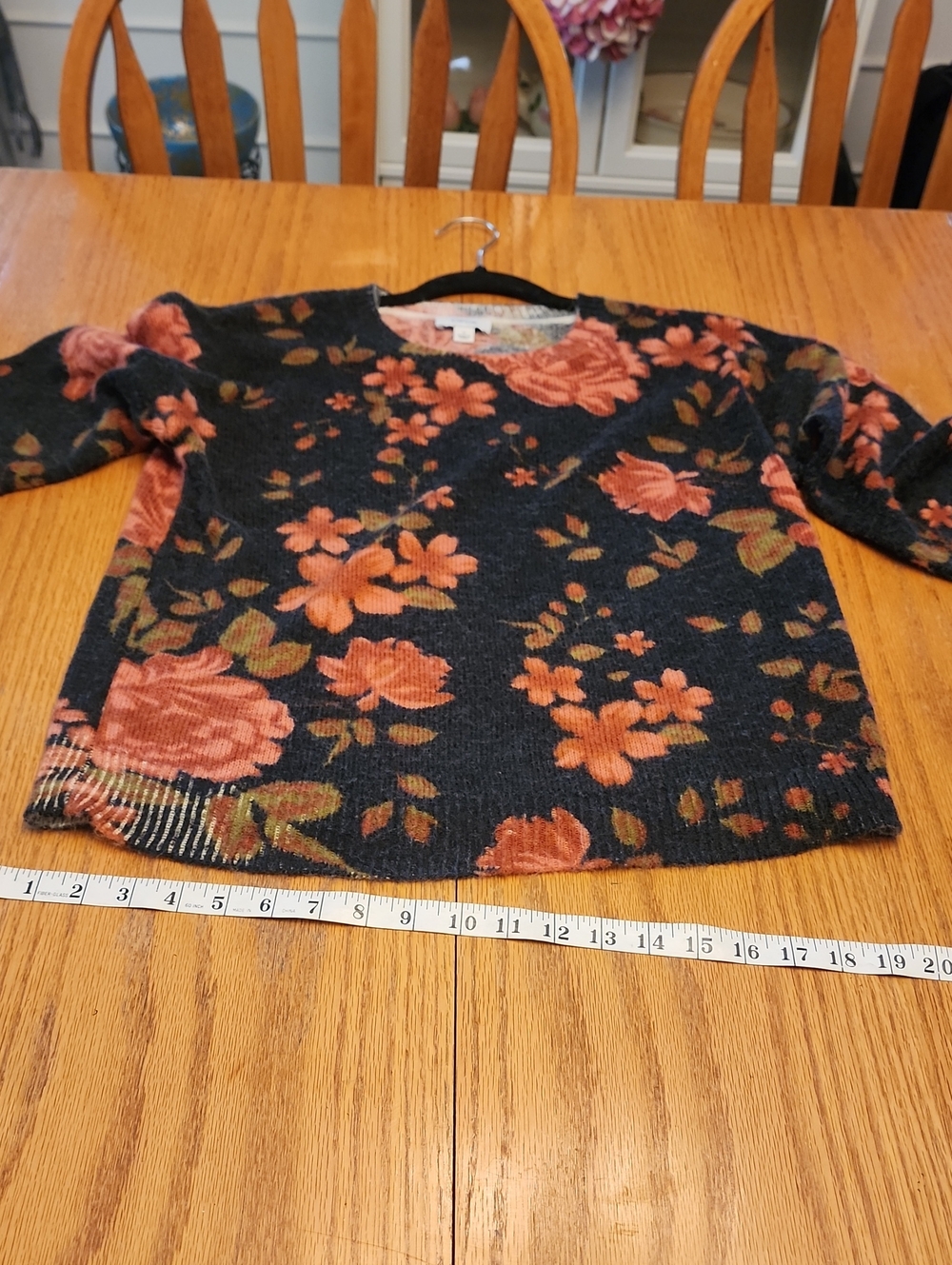 CeCe Black Floral Crewneck Sweater - Picture 8 of 16